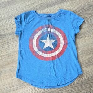 Marvel Blue and Red Captain America Short Sleeve Tee